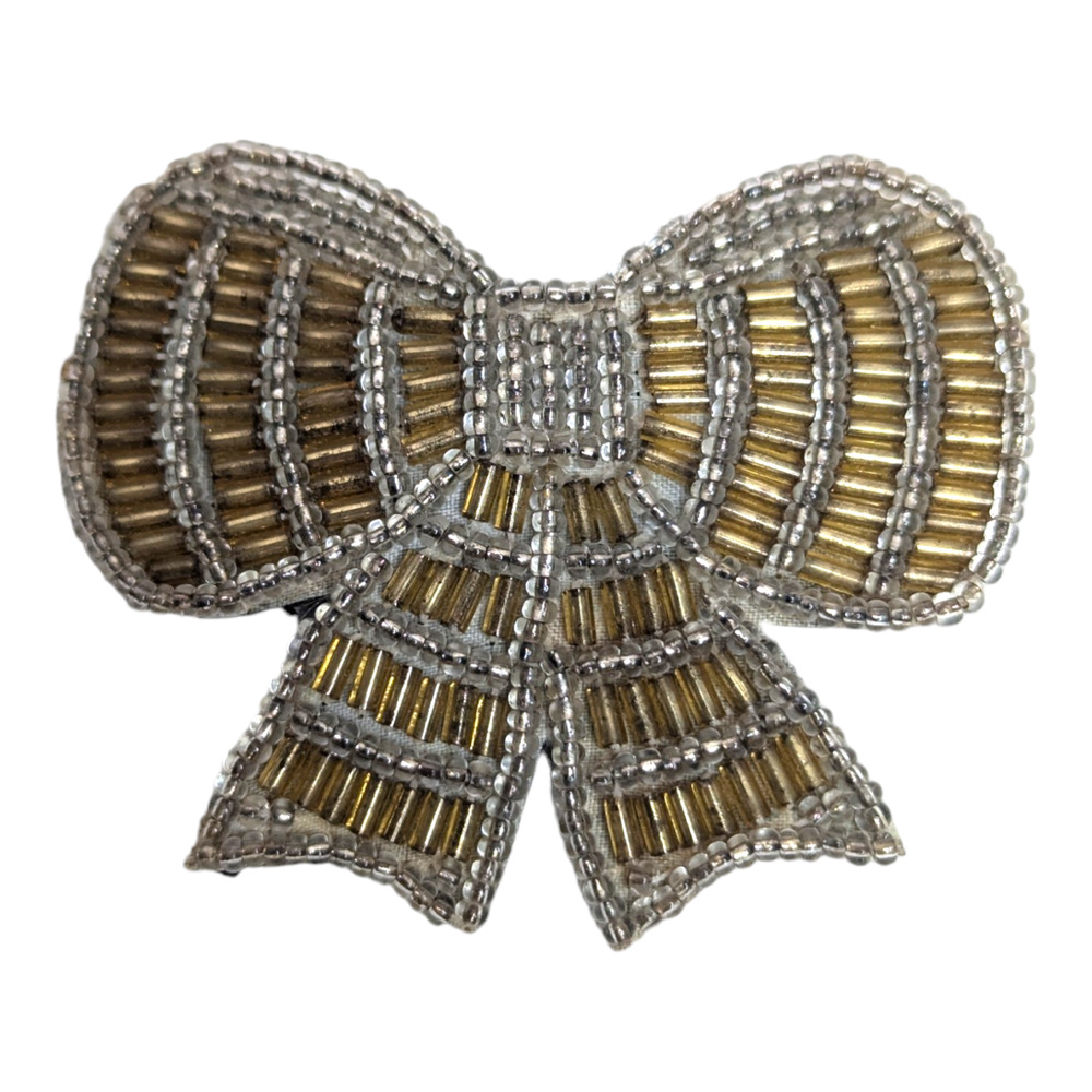 Avon 80s Handmade Fabric Back All That Glitters Sequin Bow Tie Brooch Pin No Box - Picture 4 of 4